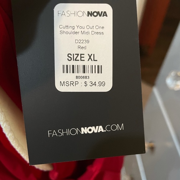 👗 FASHION NOVA ONE SHOULDER RED MIDI DRESS - Picture 8 of 8